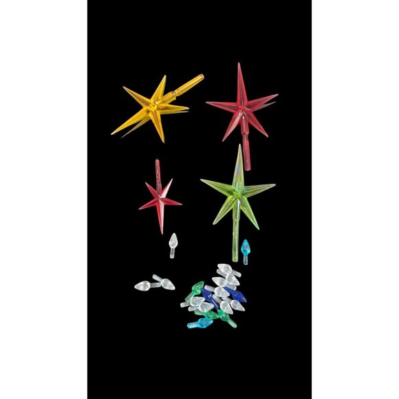 Vintage Plastic Christmas Star Toppers Bulb covers Assorted Colors Lot - Picture 1 of 4